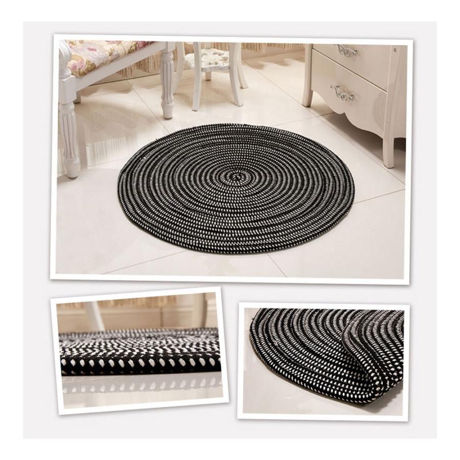 ラグ 円形 200 コットン 編み込み ラグマット 夏用 ハンドメイド 厚手