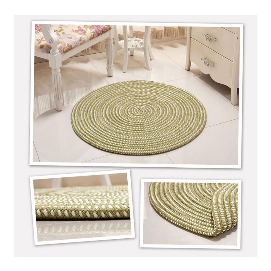 ラグ 円形 80 コットン 編み込み ラグマット 夏用 ハンドメイド 厚手