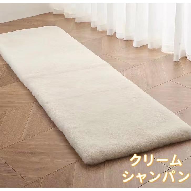 天然 リアルムートン ロングシートクッション 45×135cm ベンチシート レビュー特典付 お手入れブラシ】 長毛 ムートン シートクッション