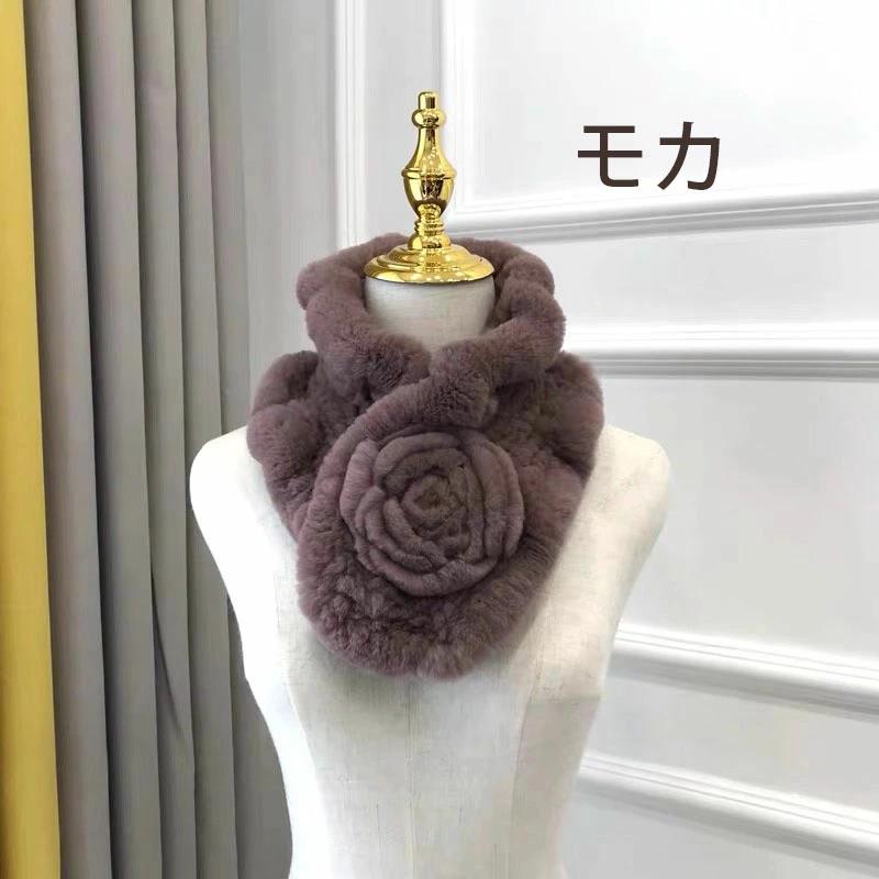 マフラー レディース 70×15 薔薇 レッキスファーマフラー ファー
