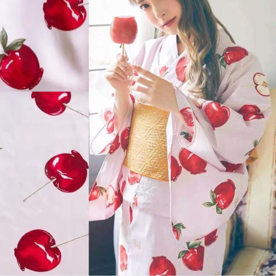 浴衣 りんご セット ピンク りんご飴 レディース フルーツ柄 ロリータ
