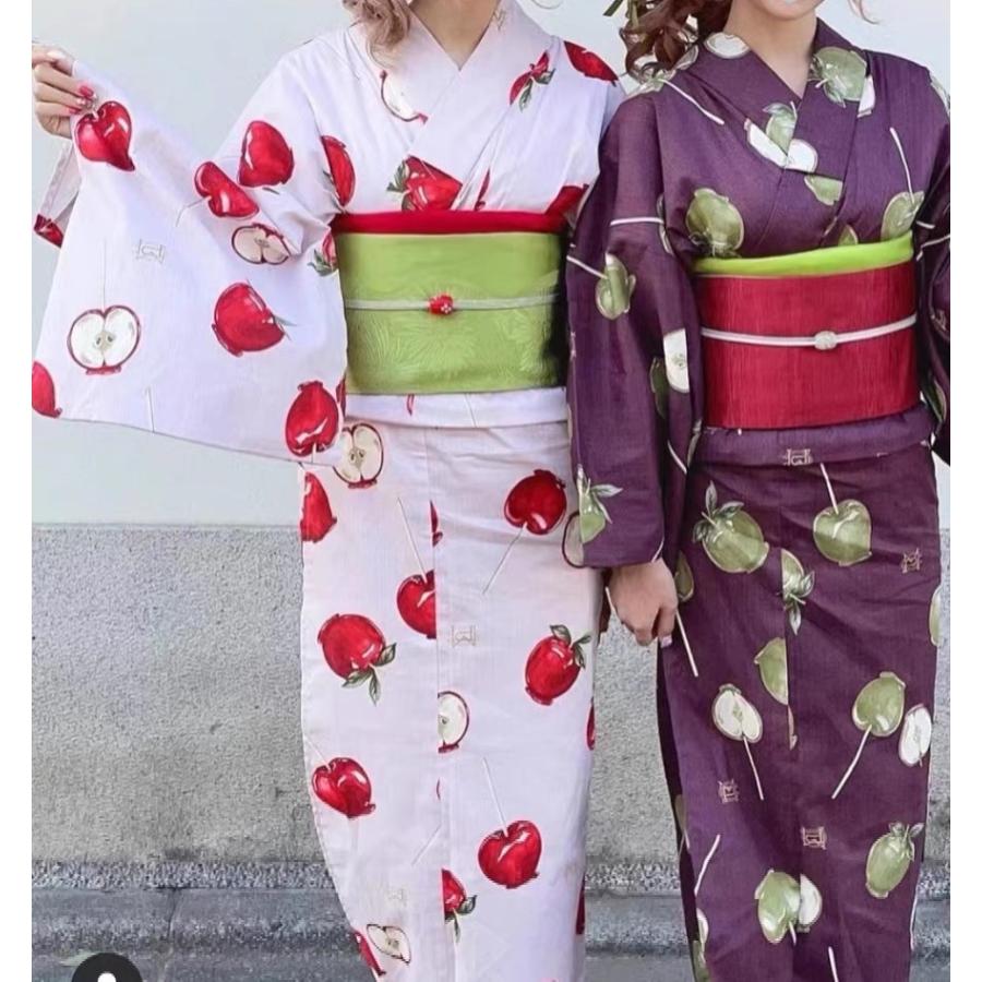 浴衣 りんご セット ピンク りんご飴 レディース フルーツ柄 ロリータ