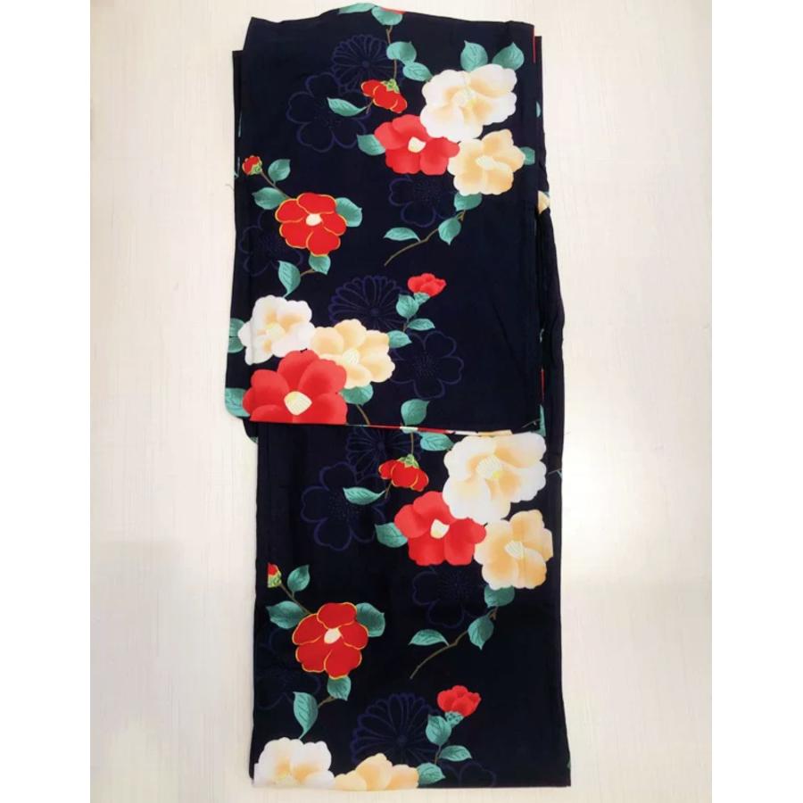 古典柄 浴衣 椿 セット レディース 浴衣セット 赤 朱色 大きサイズ