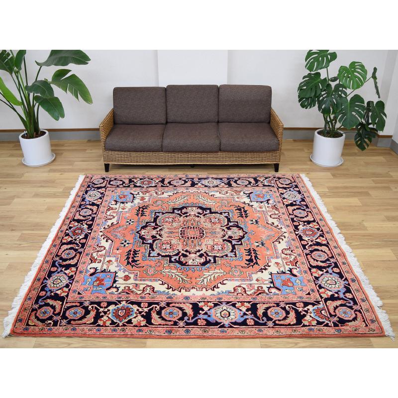 美品 ペルシャ 絨毯 ヘリス 産 縦2m 横2m 4m2 正方形 215 x 202 美品 ペルシャ 絨毯 ヘリス 産 縦2m 横2m 4m2 正方形 215 x 202