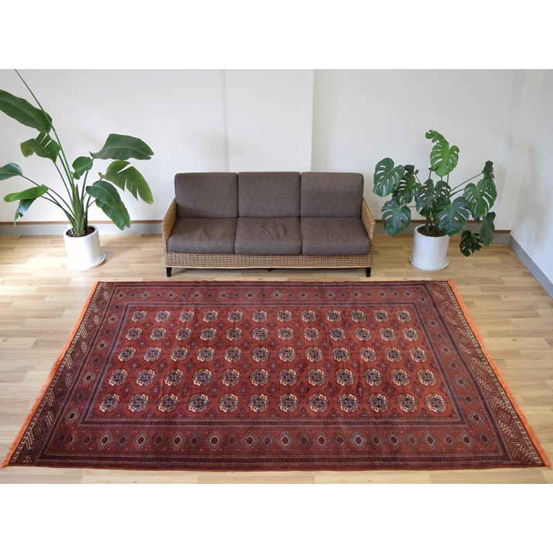 良品 ペルシャ 部族絨毯 トルクメン 6m2 6帖 3人ソファ サイズ 300 x