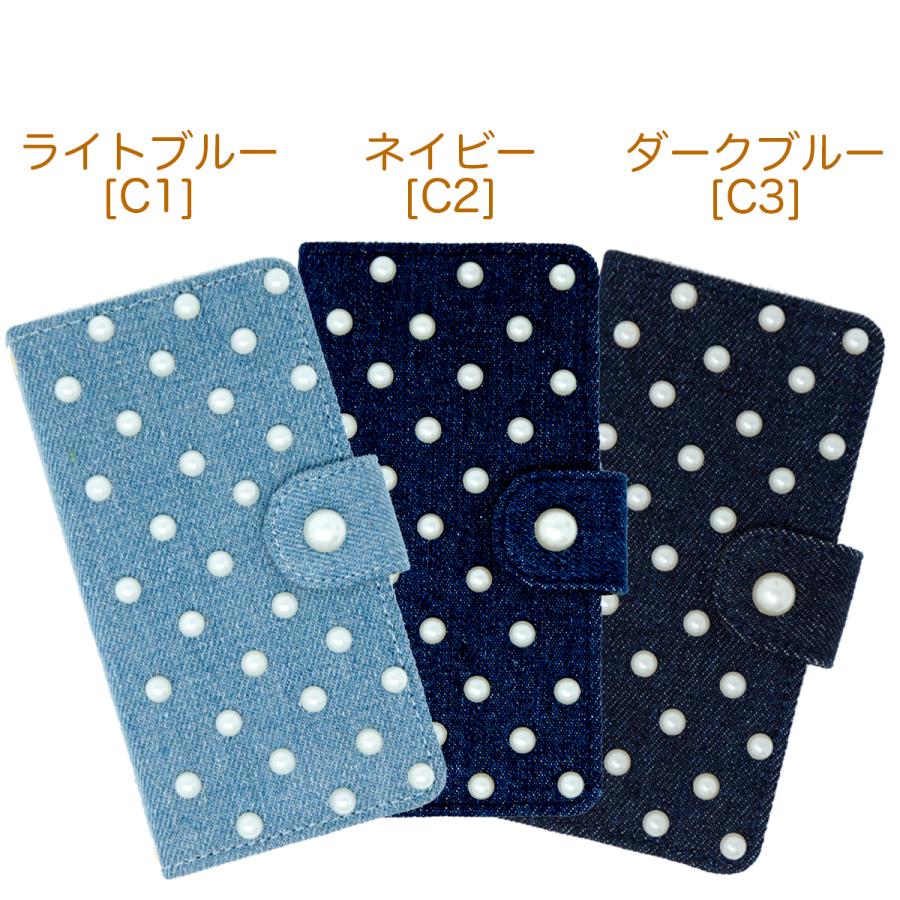 iPhone 11 Pro 水玉 ブルー 12 mini ケース 手帳型 デニム ストラップ