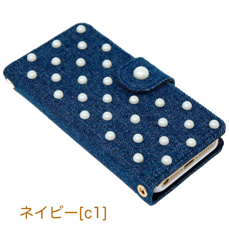 iPhone 11 Pro 水玉 ブルー 12 mini ケース 手帳型 デニム ストラップ