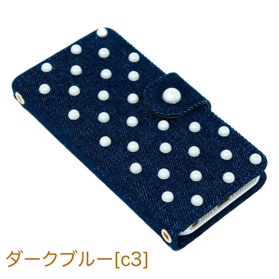 iPhone 11 Pro 水玉 ブルー 12 mini ケース 手帳型 デニム ストラップ