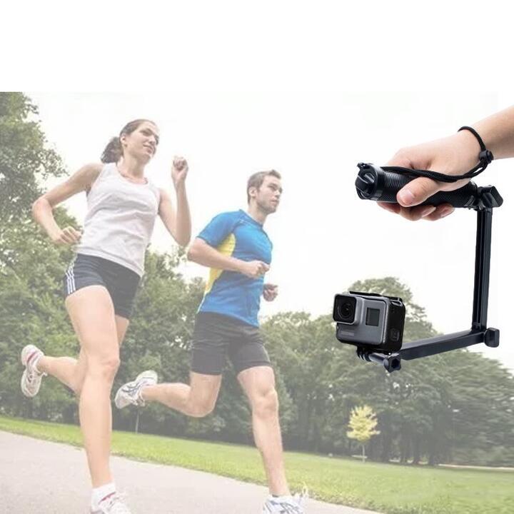 Gopro、アクションカメラ用 三つ折り マルチ セルフィスティック カメラグリップ ストラップ ゴープロ ホルダー 伸長幅20〜52センチ |  | 01