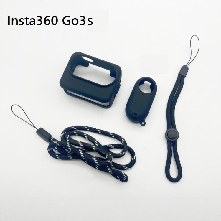 Insta360 Go3S用(レンズ蓋なし)シリコン 保護カバー ストラップ付 フル