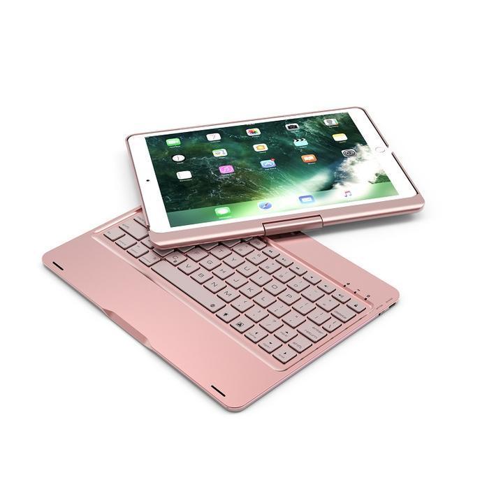 F360 iPad Pro10.5インチ/Air3通用Bluetoothキーボード ハードケース 7カラーバックライト付360度回転 銀｜mahsalink｜03