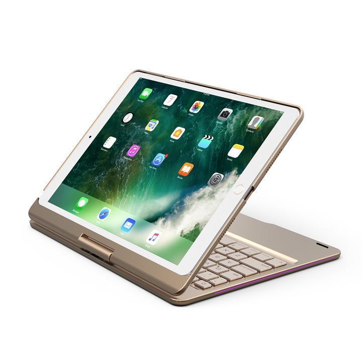 F360 iPad Pro10.5インチ/Air3通用Bluetoothキーボード ハードケース 7カラーバックライト付360度回転 銀｜mahsalink｜06