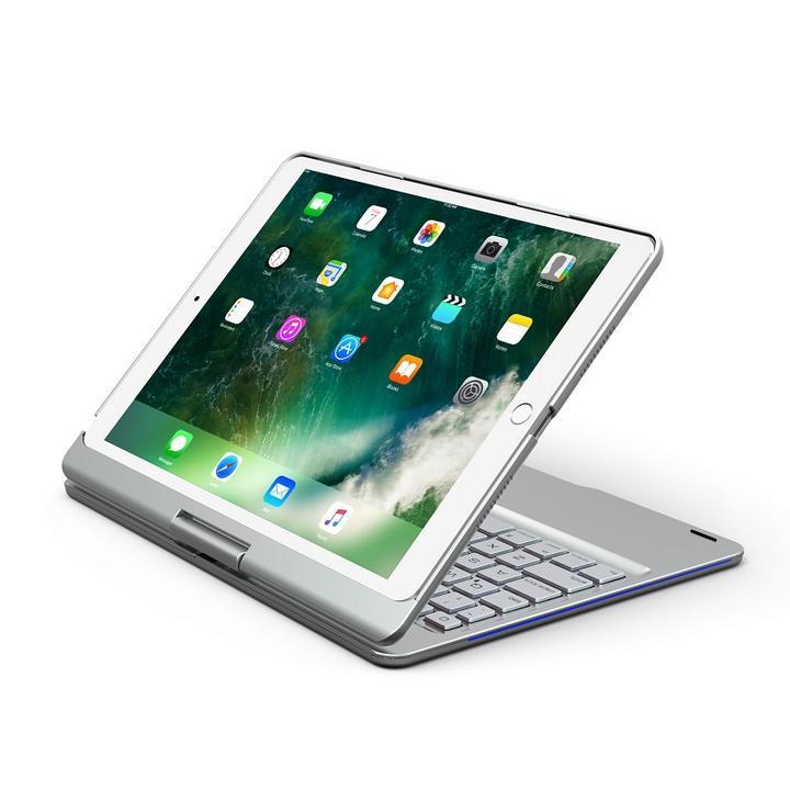 F360 iPad Pro10.5インチ/Air3通用Bluetoothキーボード ハードケース 7カラーバックライト付360度回転 銀｜mahsalink｜07