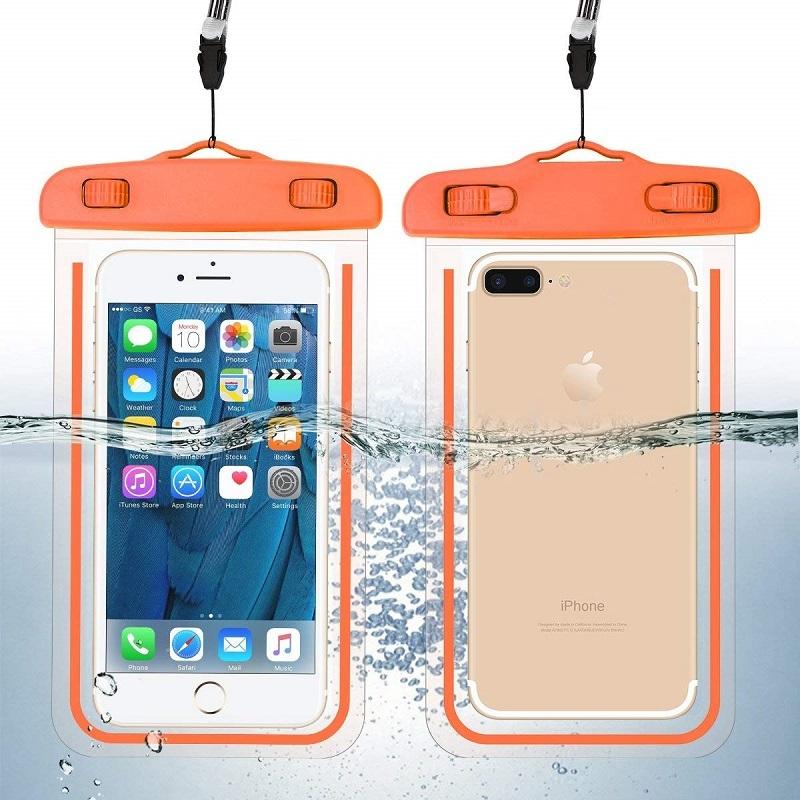 スマホ用 透明 防水ケース ネックストラップ付 TPU iPhone X/XS/8/7/6S Andoroidなど6インチ以下の機種対応 防水袋 携帯入れたまま操作可能  夜光  8カラー選択｜mahsalink｜11