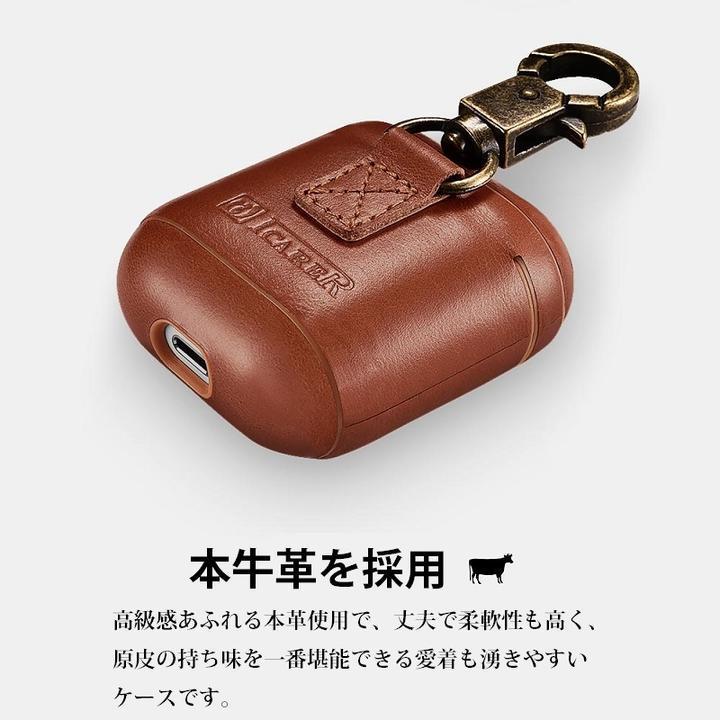 【正規品】iCARER IAP057/032/020 アップル AirPods エアポッズ2用メタル フック付 本革 ビンテージレザー AirPods2保護ケース セットしたまま充電可能3色選択｜mahsalink｜04