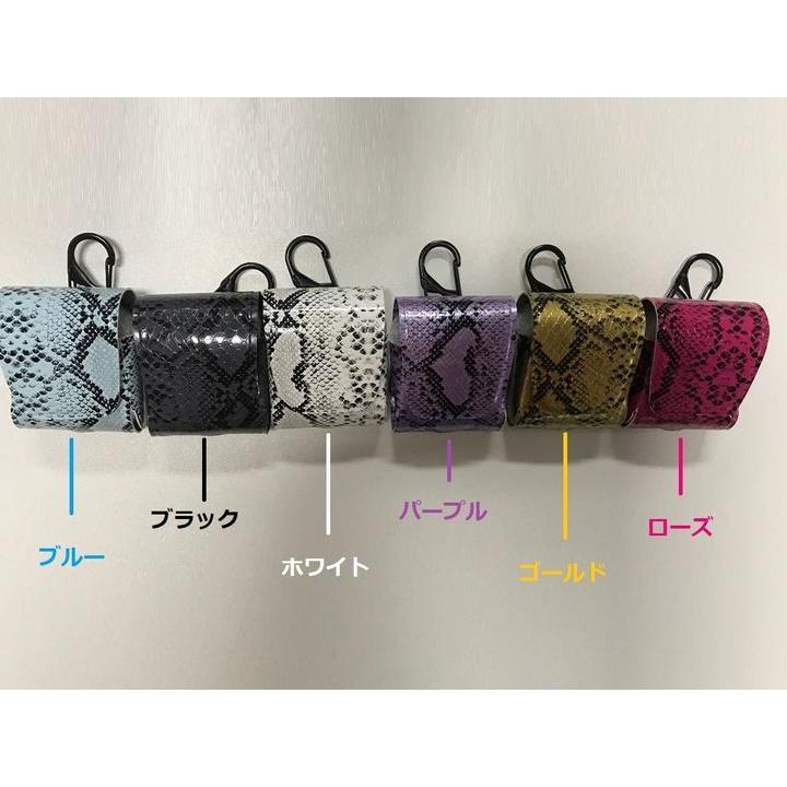 アップル AirPods、イヤホンケース PU ヘビ革風 エアーポッズ 収納カバー用 セットしたまま充電可能 カラビナ ローズ |  | 01