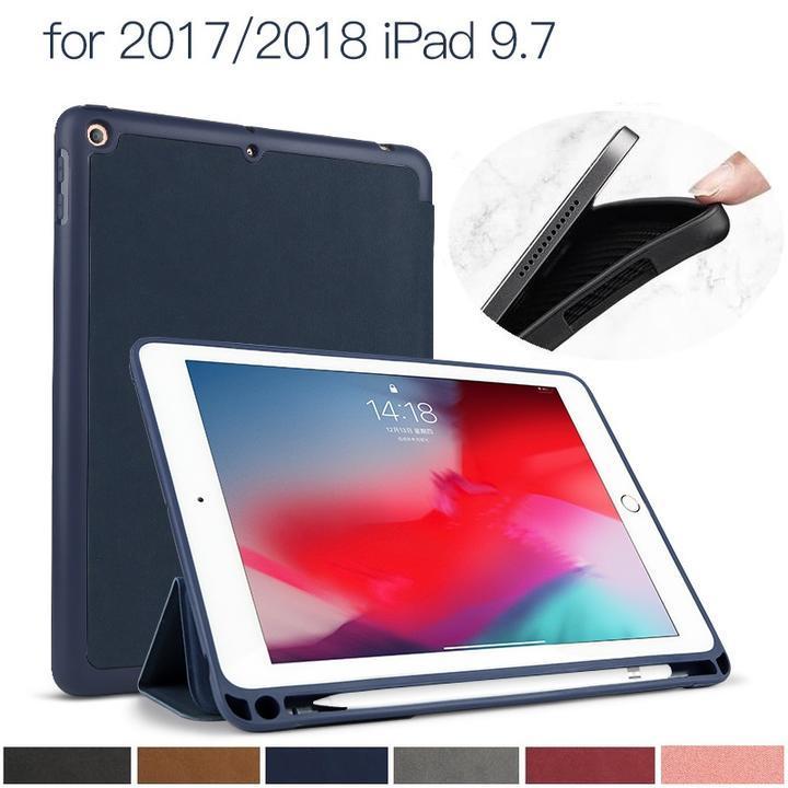 iPad 9.7 第6世代 2018年/第5世代 2017通用/Pro10.5インチ/Air3 2019選択 鹿革風  PUレザー TPUスマートカバー ケース オート アップルペンシル 収納｜mahsalink