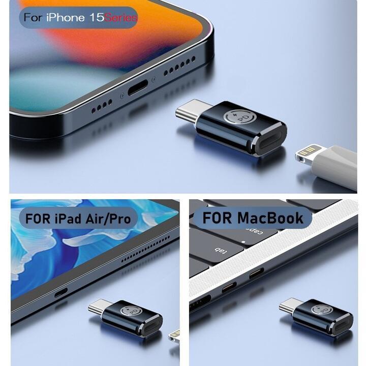 Lightning-USB タイプＣメス 充電、データ アダプタ 27W PD9V@3A快速充電対応 3cm Type Cを持つiPhone15など対応 ストラップ孔あり 黒 |  | 01