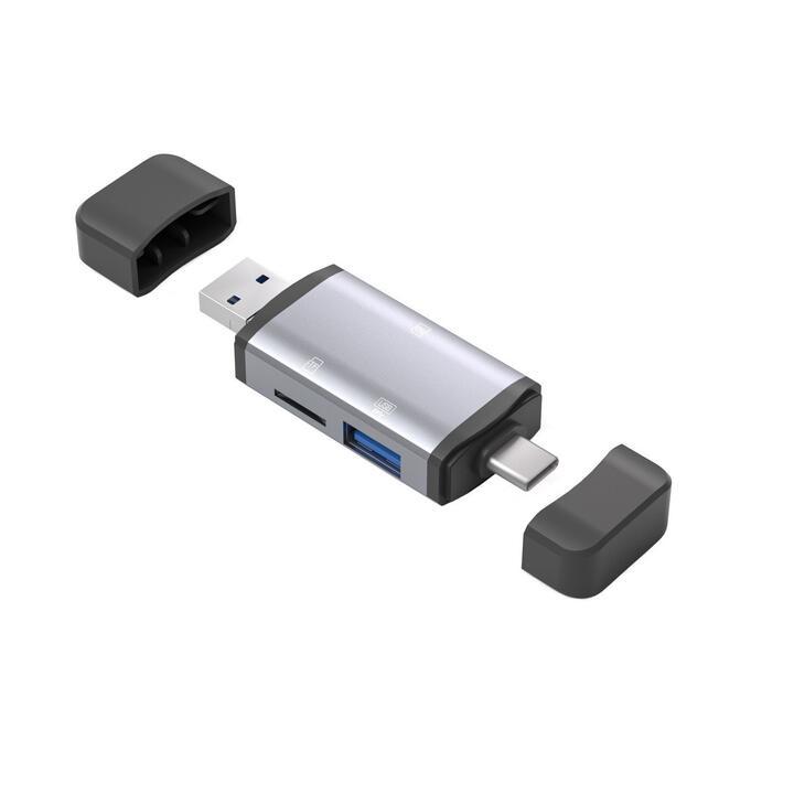USB A/C+Micro to SD(HC)/TF/MicroSD(HC) カードリーダー 1TBまで対応 USBフラッシュメモリー対応 ...