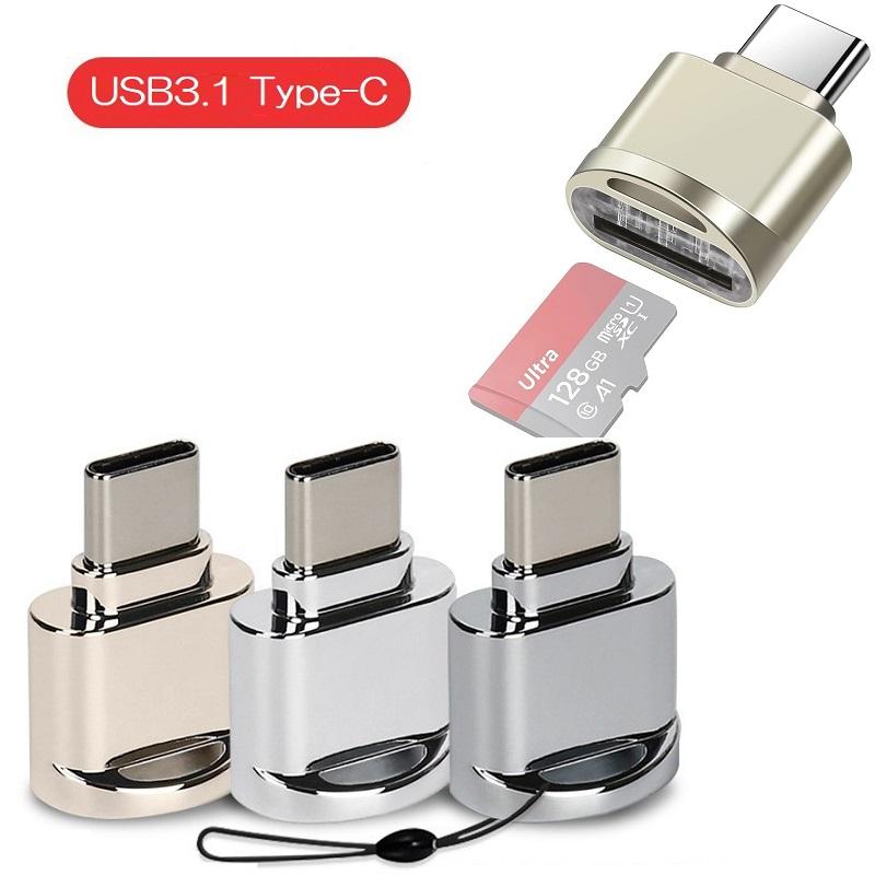 USB2.0 Type C-Micro SD/TF T-Flashカードリーダー/ライター アルミ