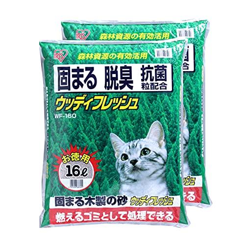 アイリスオーヤマ 猫砂 ウッディフレッシュ 16L×2袋 固まる 猫 トイレ 砂 (まとめ買い)（Yahoo!・M.A.H.Y.）