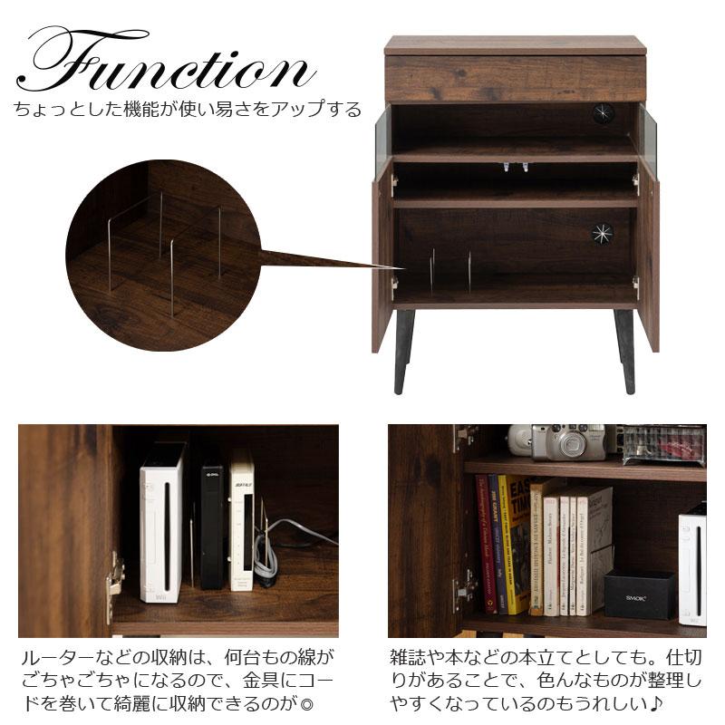 電話台 ルーター収納 幅60.5 奥行30 高さ80.5 ブラウン ヴィンテージ