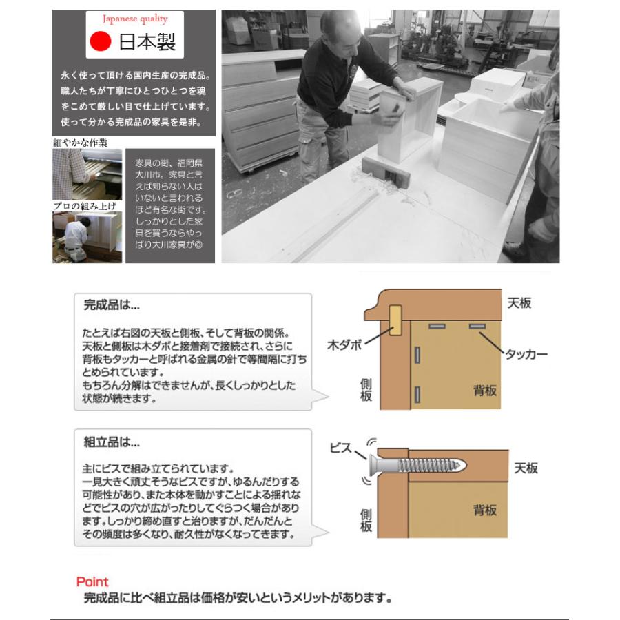 桐 PCデスク 幅約60cm ホワイト ブラウン 完成品 日本製 木製 学習机
