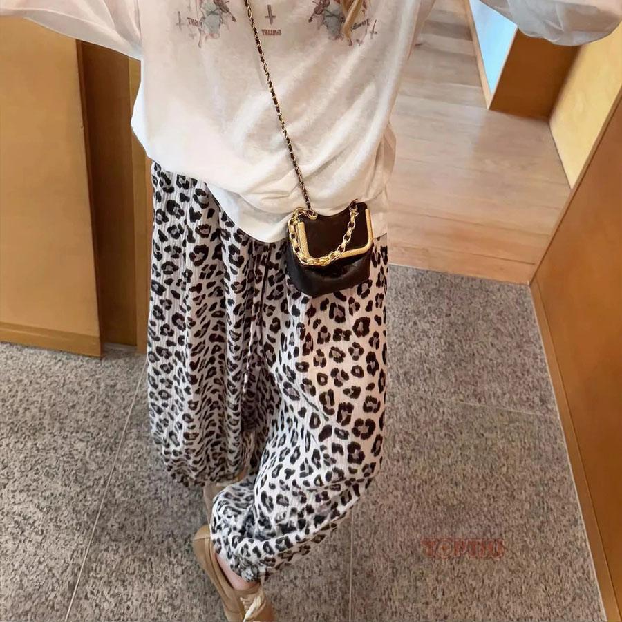 バルーンパンツ レディース ヒョウ柄 レオパード 九分丈 ワイドパンツ