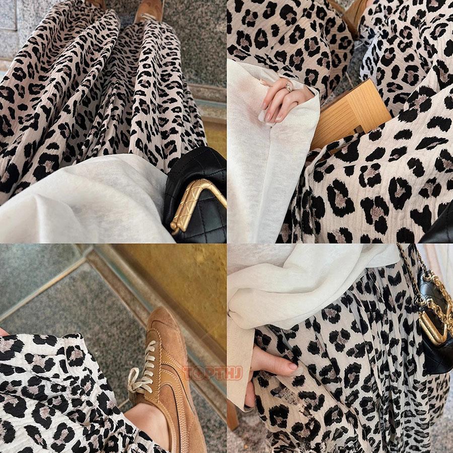 バルーンパンツ レディース ヒョウ柄 レオパード 九分丈 ワイドパンツ