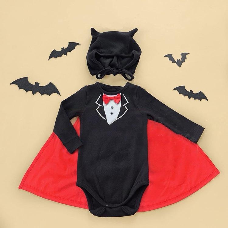 ハロウィン 衣装 ベビー コウモリ 仮装 ロンパース 帽子付き 2点セット