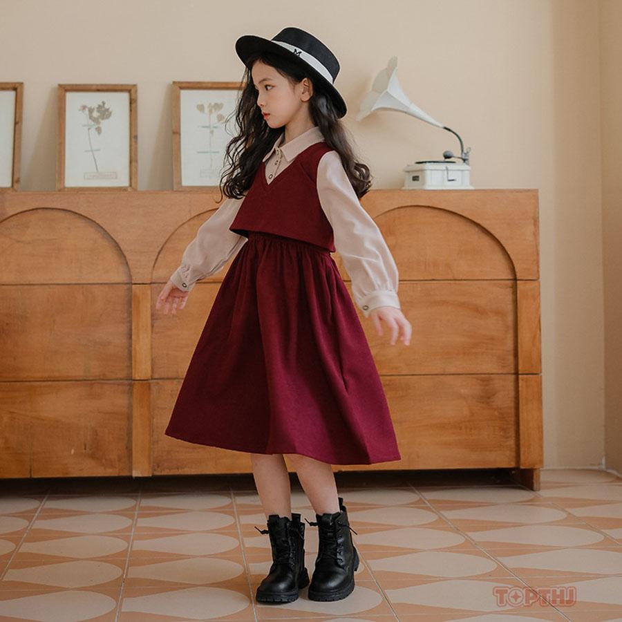 女の子 フォーマルワンピース 長袖 重ね着風 子供服 キッズ 120-165cm