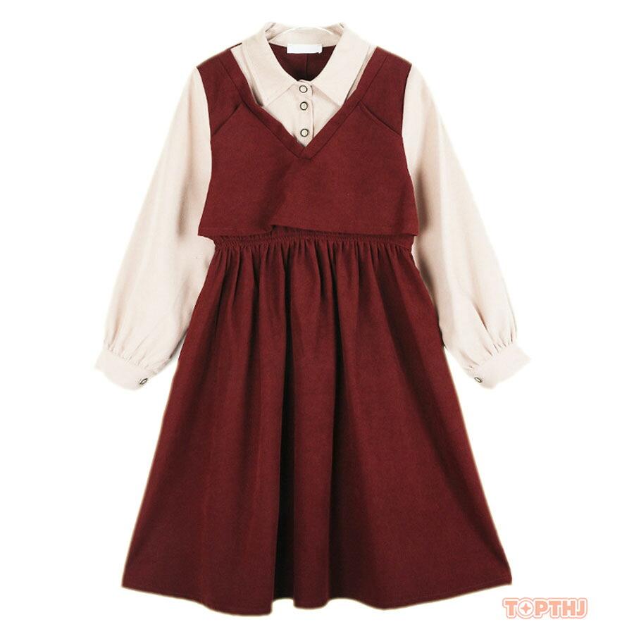 女の子 フォーマルワンピース 長袖 重ね着風 子供服 キッズ 120-165cm