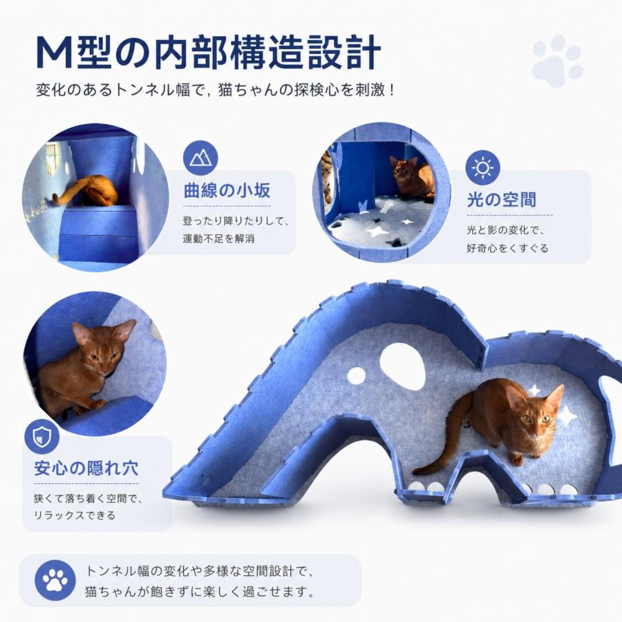 猫 キャットトンネル ハウス ゾウ型 隠れ家 ベッド 遊び場 フェルト 多