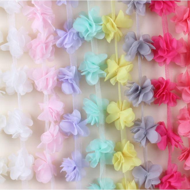 チュールでつながる立体フラワーソフトチュールリボン手芸小物 