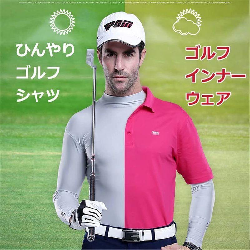 半額SALE／ Tenflowゴルフシャツ メンズ ゴルフウェア 日焼け対策 ストレッチ ゴルフインナー GOLF 夏用 スポーツウェア U ひんやり  冷感 メンズウエア