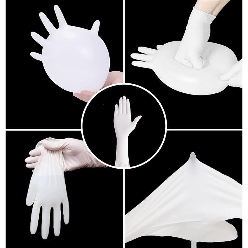 ニトリル手袋 ニトリルグローブ 使い捨て手袋 ニトリル ゴム手袋 白 ホワイト食品衛生法適合 粉なし パウダーフリー サイズM 100枚入 - 1