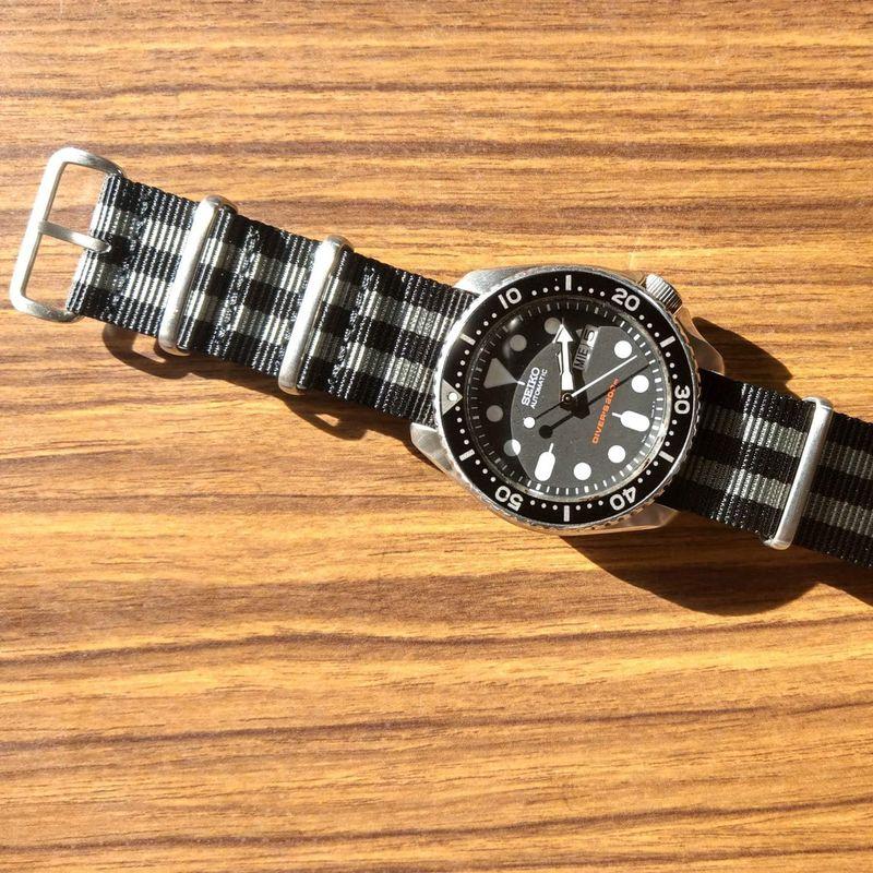 time+ 22mm NATO G10 バリスティックナイロンストラップ 腕時計ベルト ミリタリーバンド ボンド(ブラック&グレー)/ブラッ｜maichanshop｜04
