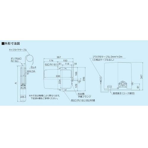 テラル 25TWS-6.25S-5(地上部＋水中部) 深井戸用定圧給水式水中ポンプ