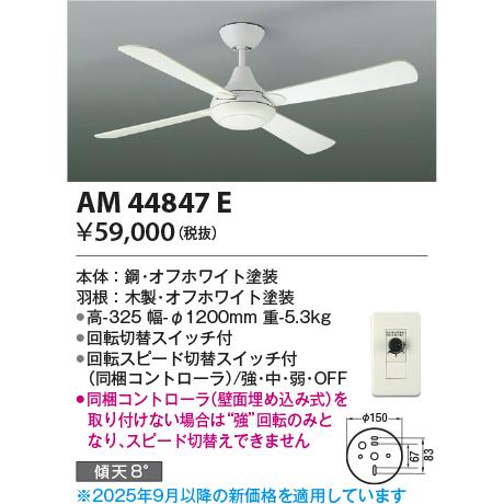 コイズミ照明 AM44847E インテリアファン R-シリーズ本体 灯具なし
