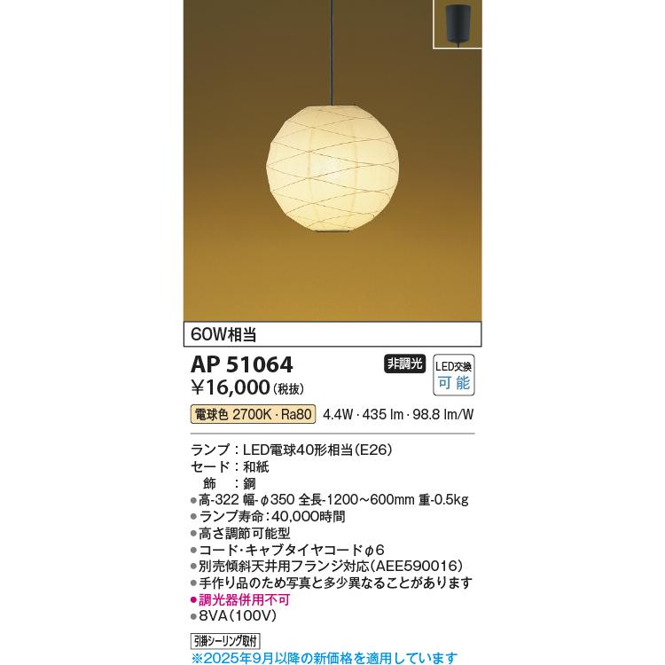 KOIZUMI（コイズミ） コイズミ照明 AP51064 ペンダントライト 非調光