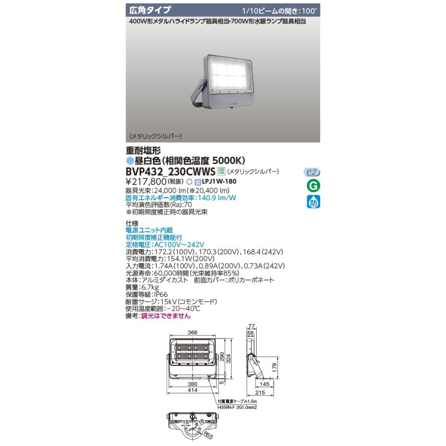 TOSHIBA 東芝 BVP432_230CWWS 屋外用照明器具 LED小形投光器 重 TOSHIBA 東芝 BVP432_230CWWS 屋外用照明器具 LED小形投光器 重