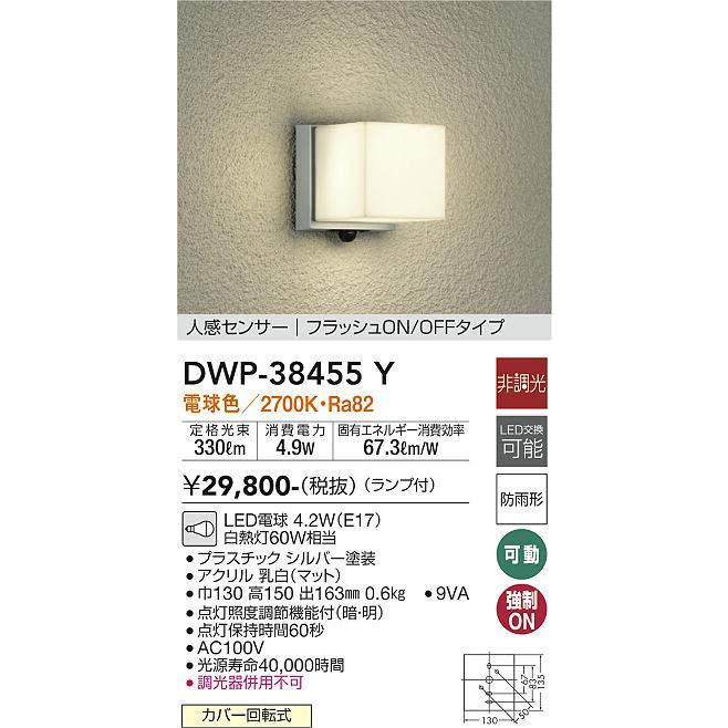 大光電機 大光電機(DAIKO) DWP-38455Y アウトドアライト ポーチ灯