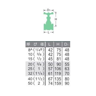 東洋バルヴ ゲートバルブ 125型 125E-BS-N (A)40(B)1・1/2