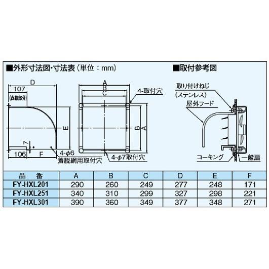 パナソニック　屋外フード　FY-HXL301 Panasonic（パナソニック） 換気扇部材 屋外フード 30cm換気扇用