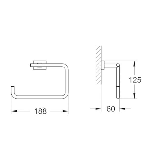 GROHE（グローエ） 40510001 アクセサリー エッセンシャルキューブ タオルリング クローム [ ] : まいどDIY - 通販 ...