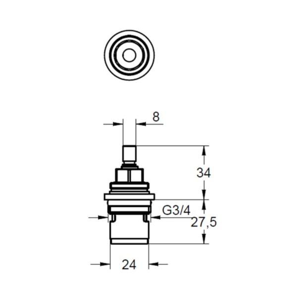 グローエ　45885000　パーツ カーボジュールセラミックヘッドパーツ サイズ3/4” 180°左回転開栓 [■]_1