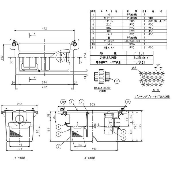 前澤化成工業 『在庫あり』 GT-7FTA 床置型グリーストラップ ターン