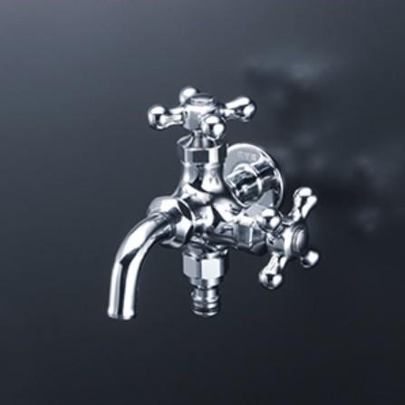 KVK KVK K124CSPJ 屋外ホース接続ニップル付二口横水栓 : まいどDIY