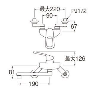 水栓金具 三栄水栓　K1712E2-13　シングル混合栓_1