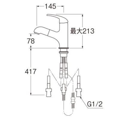 水栓金具 三栄水栓　K4713JV-13　シングルスプレー混合栓（洗髪用）_1